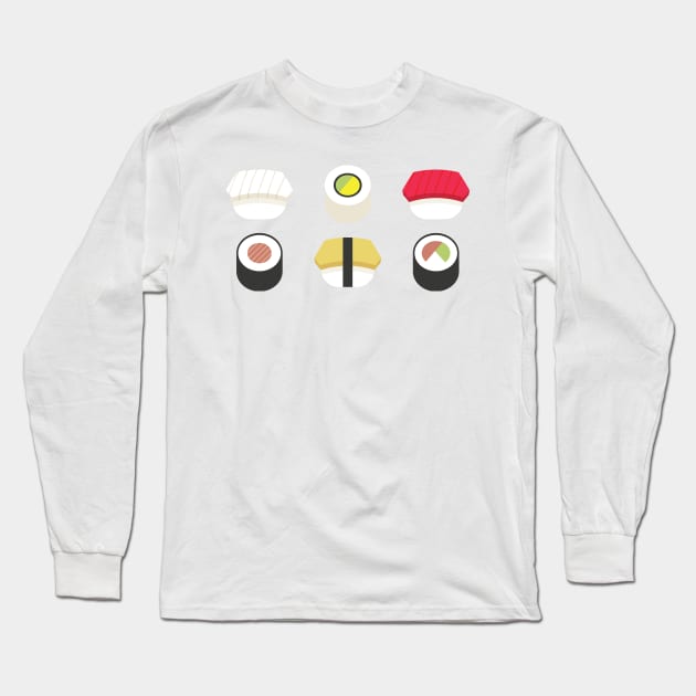 6 Piece Sushi Combo Long Sleeve T-Shirt by imlying